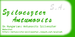 szilveszter antunovits business card